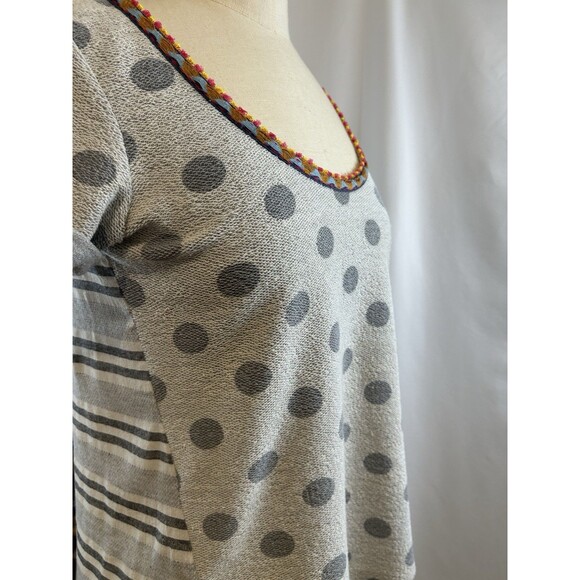 Anthro Akemi + Kim Grey Polka Dot Striped Short Sleeve Size XS - Picture 8 of 12